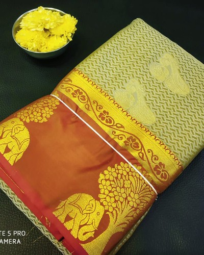 Threadwork With Motifs Coral Pink Kanchipuram Silk Saree – Sundari Silks