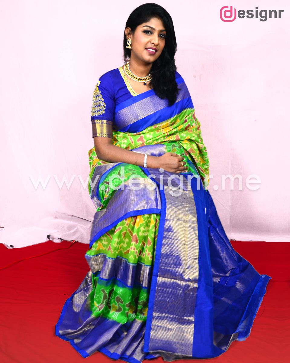 Green And Blue Pochampally Ikkat Silk Saree Designr Me Hi all viewers welcome to achu sarees we have own handlooms of ikkat sarees, ikkat lehengas, ikkat duppatas , ikkat cotton. green and blue pochampally ikkat silk