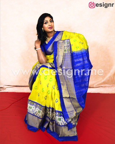Ikkat pattu sarees yellow on sale